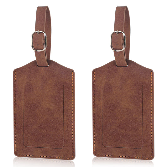 2Pcs Luggage Tag Suitcase Leather Labels Premium PU Leather ID Tags Privacy Protection Bag Tags for Baggage for Women Man Suitcases Travel Tags