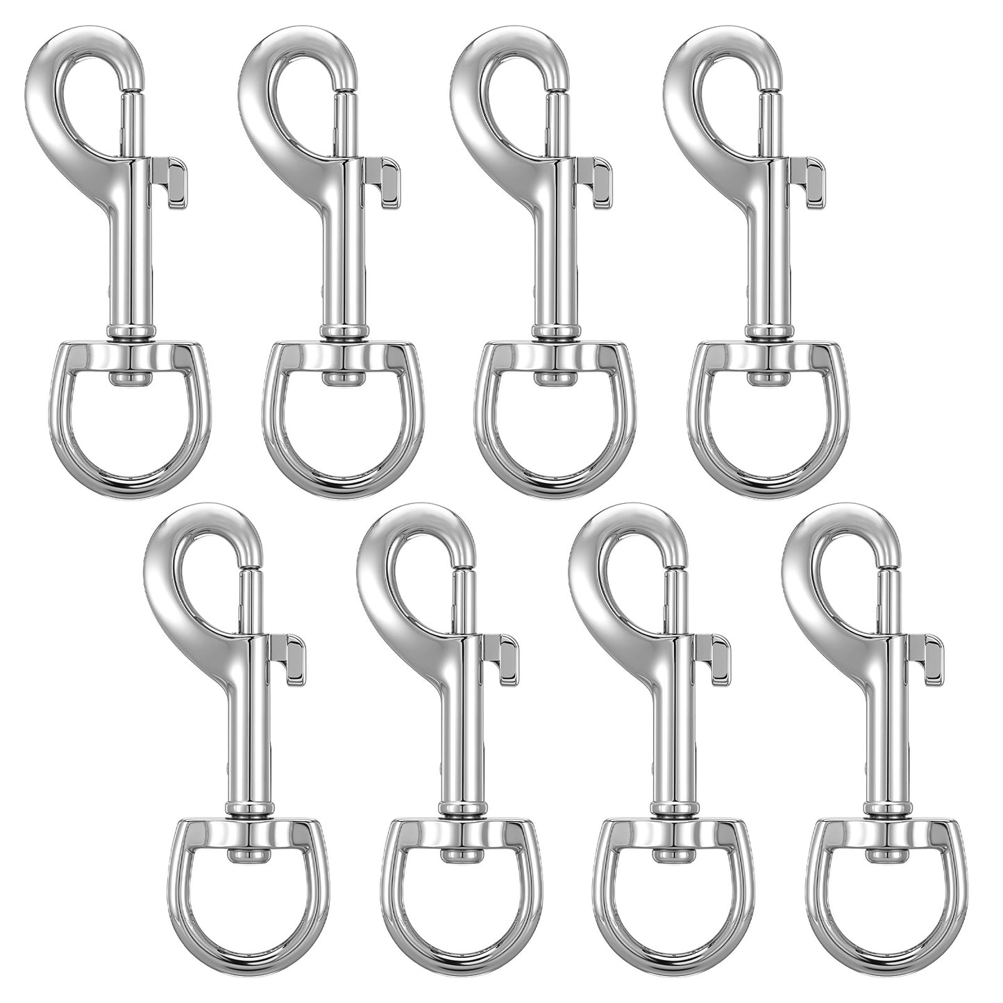 8 PCS Double Ended Bolt Snap Hooks 3.5 Inch Metal Diving Clip Snaps Zinc Alloy Heavy Duty Chain Clip Key Holder Silver Safety Diving Clips for Dog Lead Horse Tack Pet Feed Buckets