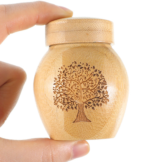 Small Urns for Human Ashes Keepsake with Tree of Life Pattern Small Cremation Urns for Ashes Adult Male Female Cremation Pet Urn Bamboo Mini Scattering Tubes for Human or Pet Ash 3.94''x1.97''
