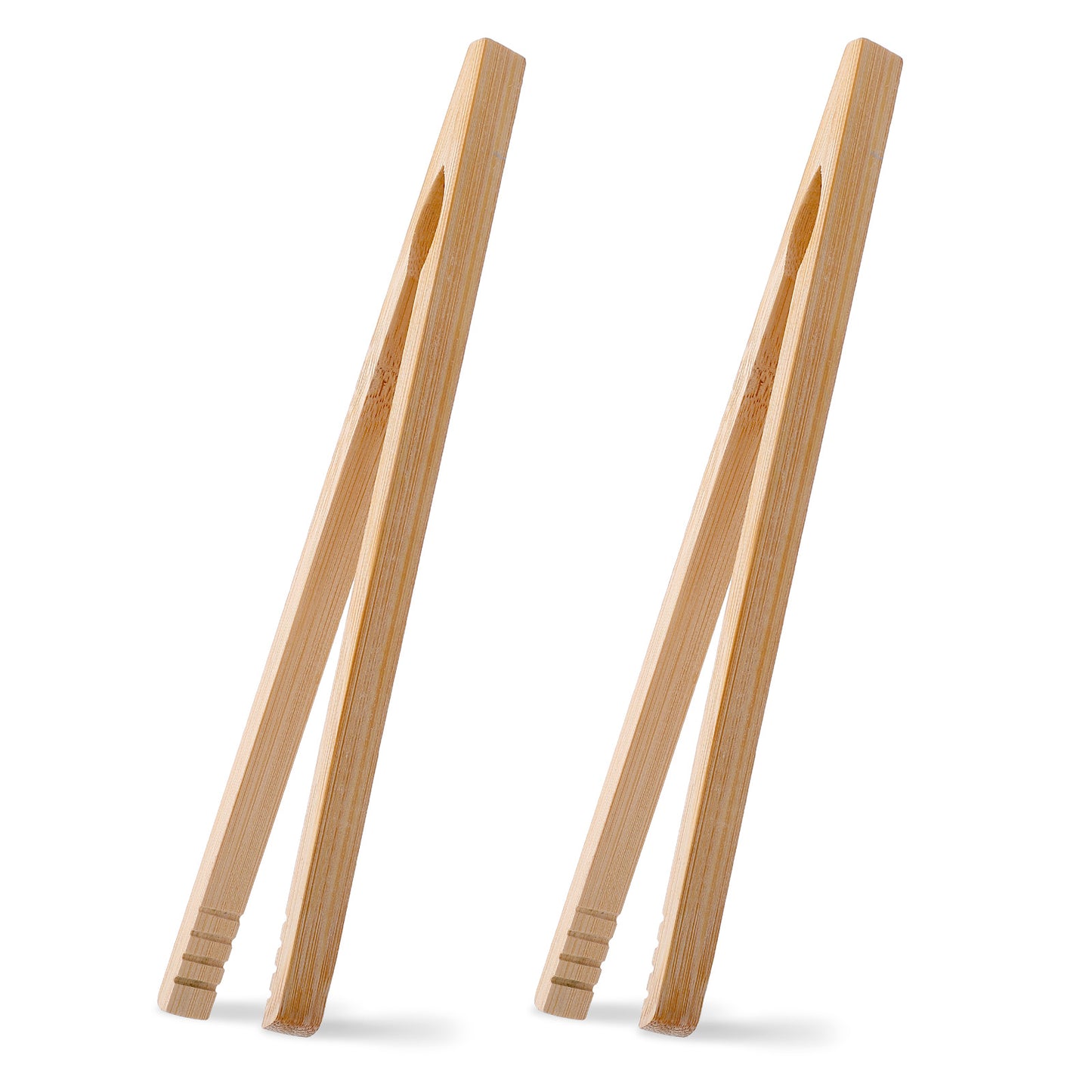 2 Pcs Bamboo Toast Tongs 10 Inches Anti-Slip Serving Tong Cooking Food Grabbers Versatile Kitchen Utensils for Toaster Fruits Bread Pickles Salad Pasta Parties Charcuterie Entertaining