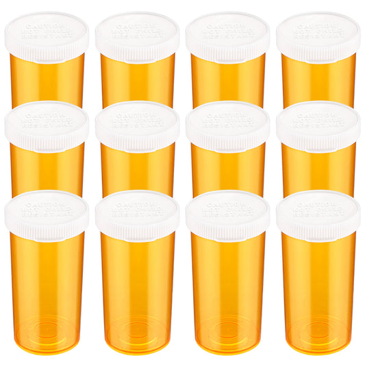 Dimeho 12 Pcs Empty Plastic Pill Bottles with Easy Open Caps, Plastic Medication Containers Small Travel Pill Vial Pill Bottles Cases Dispenser Organizers (6 Dram, Orange)