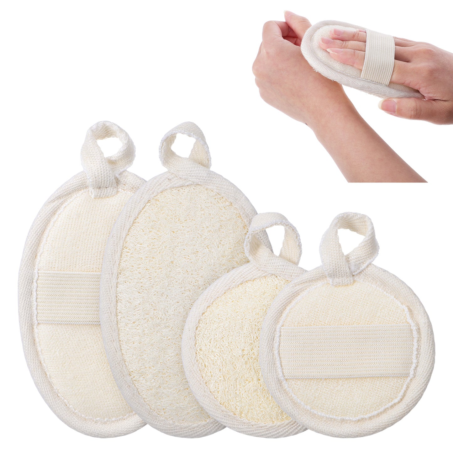 KFHENSOMR 4 PCS Natural Loofah Sponge Exfoliating Body Scrubber Made with Eco-Friendly Shower Luffa Sponge Loofah Sponges for Deep Cleaning Men & Women