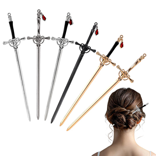 Sibba 6Pcs Hair Sticks Ancient Style Sword Hair Chopsticks Chinese Style Hairpins Vintage Flower Clips Retro Barrettes Classic Long Straight Horn Fork Pins for Bun Hair Long Hair