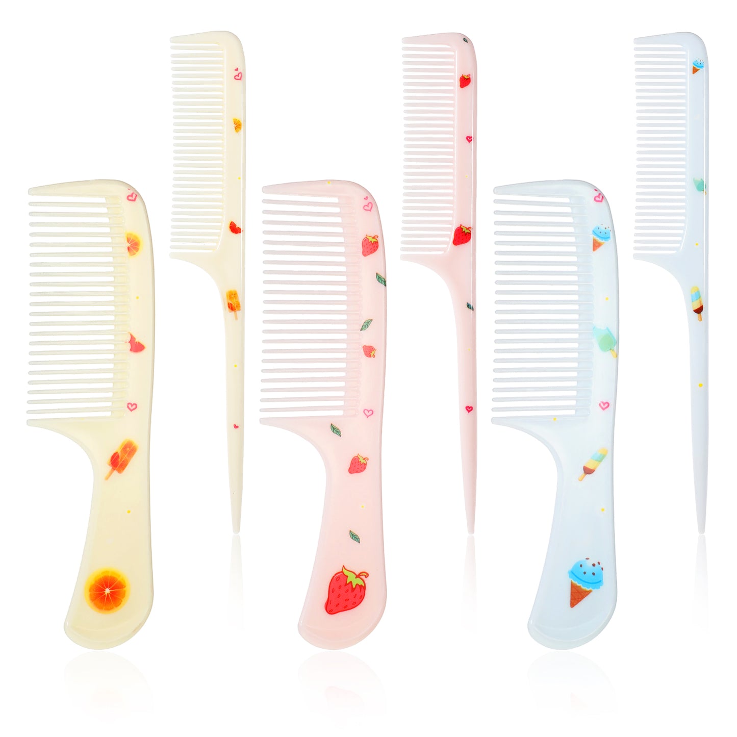 Hadnves 6Pcs Baby Hair Comb Kids Hair Brush Set Cute Toddler Hair-Comb Set for Girls Boys Mini-Comb Rat Tail Fine-tooth Comb Hairs Styling for Child's Hair-Travel