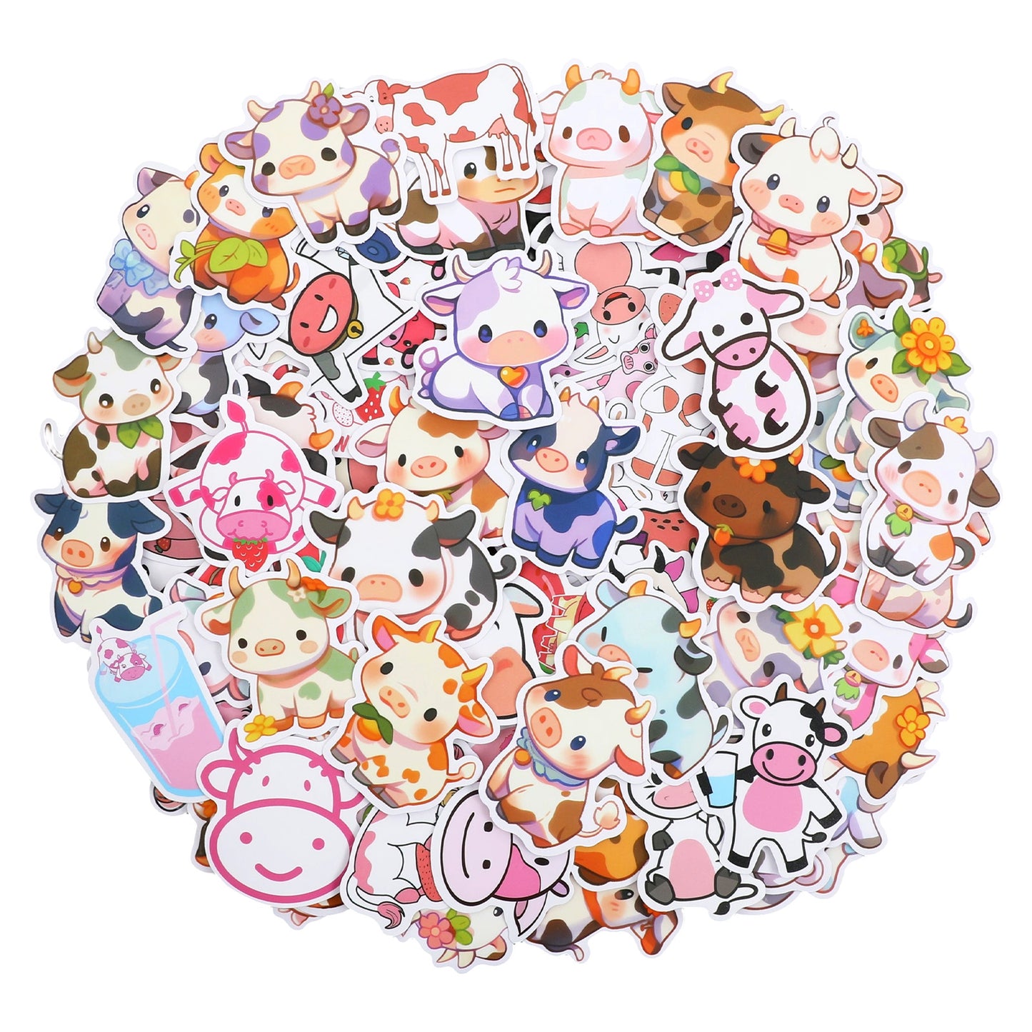 150pcs Cute Cow Stickers Kawaii Rainbow Cow Stickers Cartoon Waterproof Vinyl Decals Motivational Aesthetic Decals Animal Sticker Cattle Sticker for Water Bottles Laptops Luggage Helmet Guitar Gifts