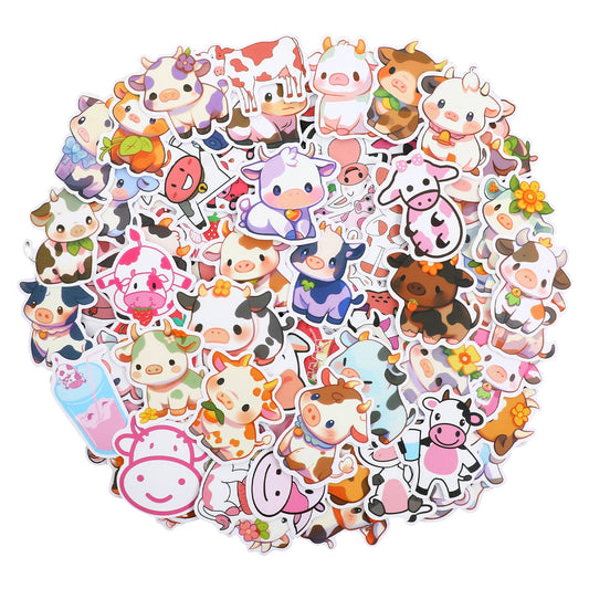150pcs Cute Cow Stickers Kawaii Rainbow Cow Stickers Cartoon Waterproof Vinyl Decals Motivational Aesthetic Decals Animal Sticker Cattle Sticker for Water Bottles Laptops Luggage Helmet Guitar Gifts