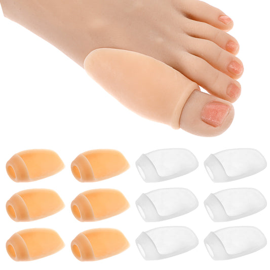 Dimeho 12 Pcs Bunion Cushion Protector, Bunions Corrector Pads with Separator Bunion Guards Clear Bunions Shields Relief for Big Toe Calluses Corns (Transparent Skin Color)