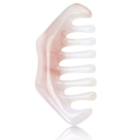 Resin Stone Massage Comb, Hair Comb Guasha Scraping Scalp Comb, Multifunctional Handheld Head Massage Tools, Meridians Massager for Head Caring, Head Therapy, Acupuncture Treatment (White)