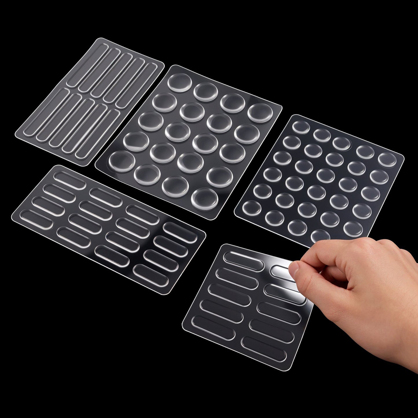 Clear Cabinet Door Bumper, Silicone Self Adhesive Rubber Bumpers with 5 Shapes, Kitchen Sound Dampening Buffer Pads, Glass Table Top Anti Slip Pads - 86PCS Multi-Size Pack for Furniture Protection