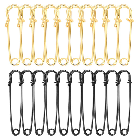 Sibba 20 Pcs Large Safety Pins 4” Steel Lock Pins Heavy Duty Blanket Pins for Laundry Pincushions Sewing Notions Supplies Pins Fasteners Clips Grips for Clothes for Key Rings Clothes Leather Skirts
