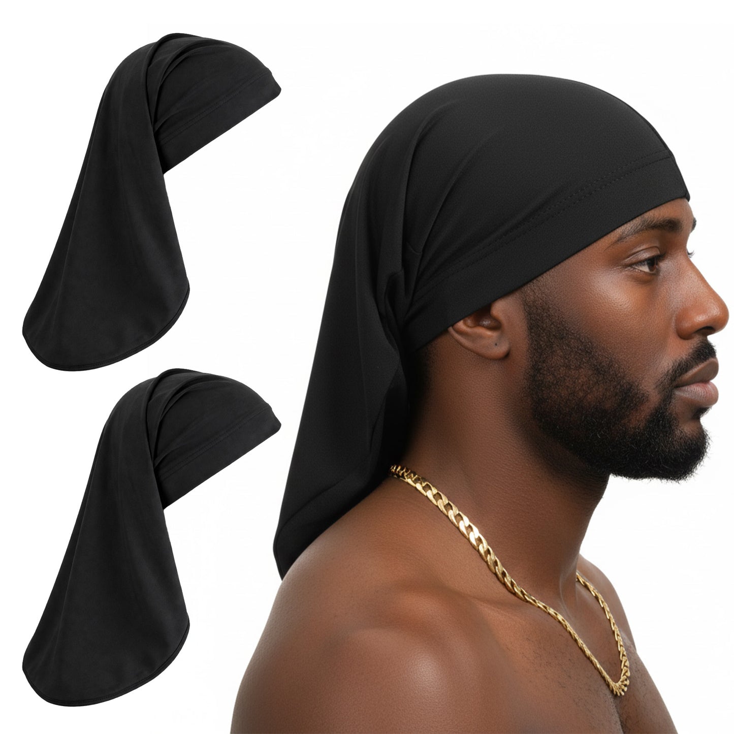 2 Pcs Black Dreadlock Cap, Wide Elastic Black Loc Cap, Unisex Jumbo Dreadlock Caps, Long Dreads Hair Head Wrap, Shower Night Sleep Caps, Sleep Bonnet Hair Accessories for Men Women