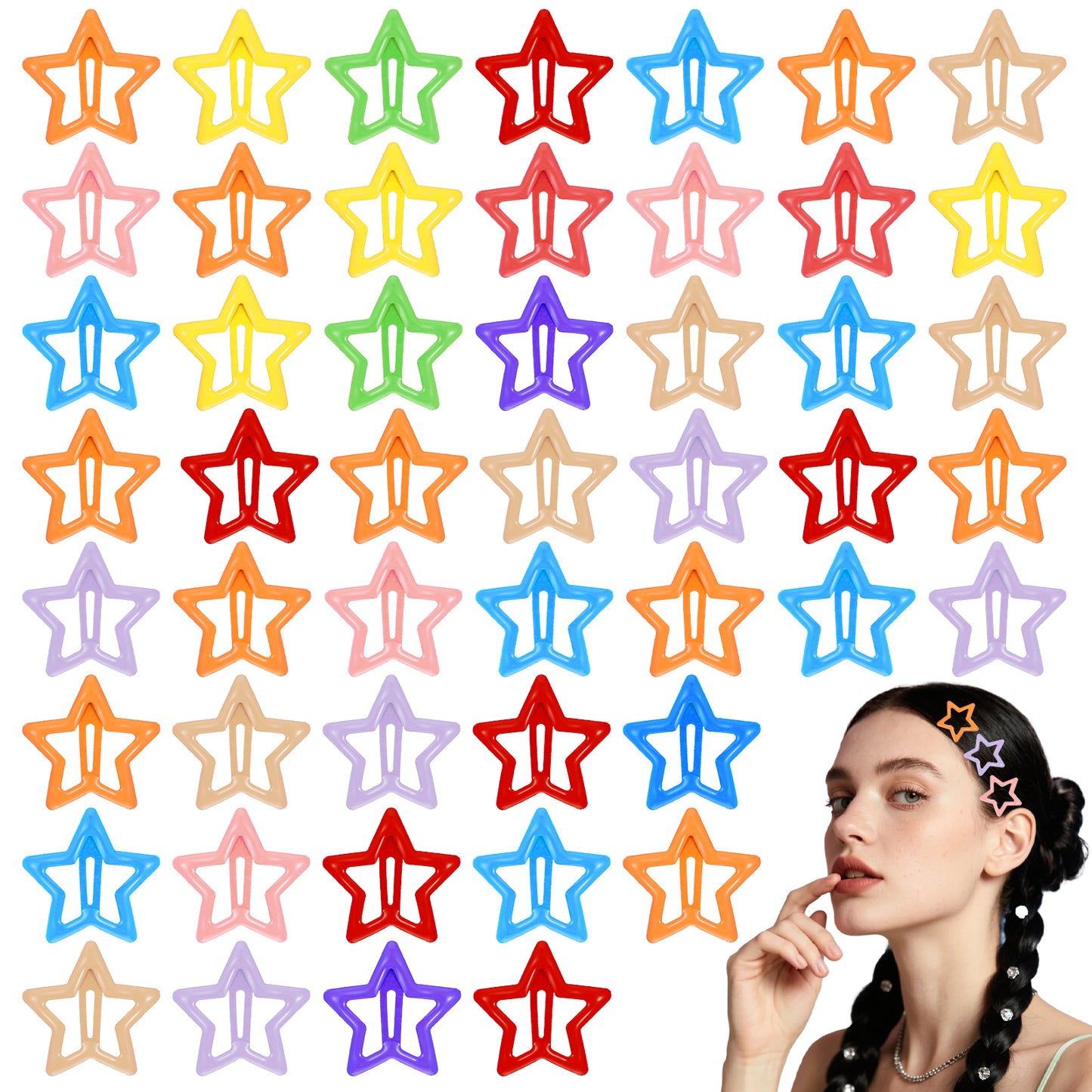 50 Pcs Star Hair Clips Metal Y2k Hair Accessories Cute Star Barrettes Multicolor Fashion Stars Snap Hairs Clip Small Styling Non Slip Stars Hairs Clips for Girls Women