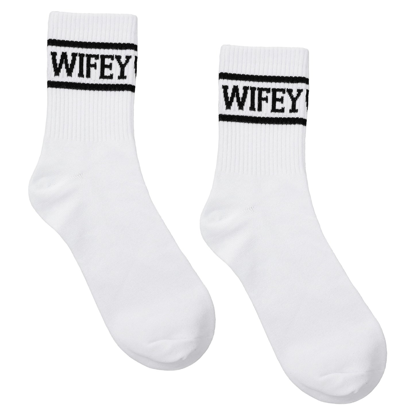 Qianyu Wifey Socks Soft Bride Bridesmaid Socks Wedding Bachelorette Essentials White Sock Stylish Bridal Shower Gifts for Women Party Engagement Anniversary Keepsake