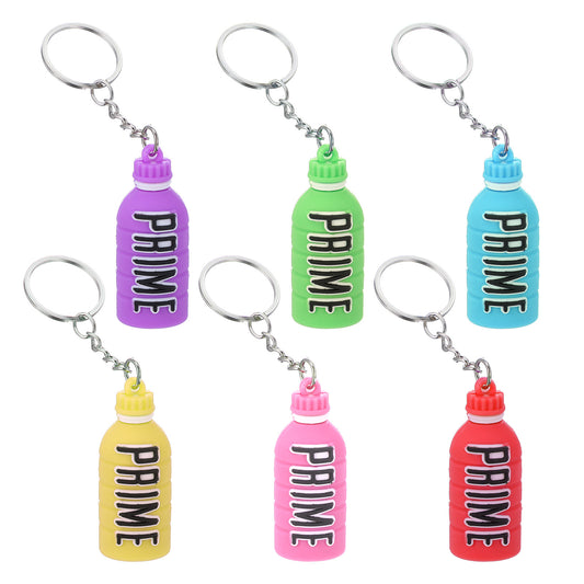 Wanmu 6Pcs Bottle Keychains, Metal Cute Cartoon Keyring, Tag Sports Drink Key Chain with Can Decorations for Women Men