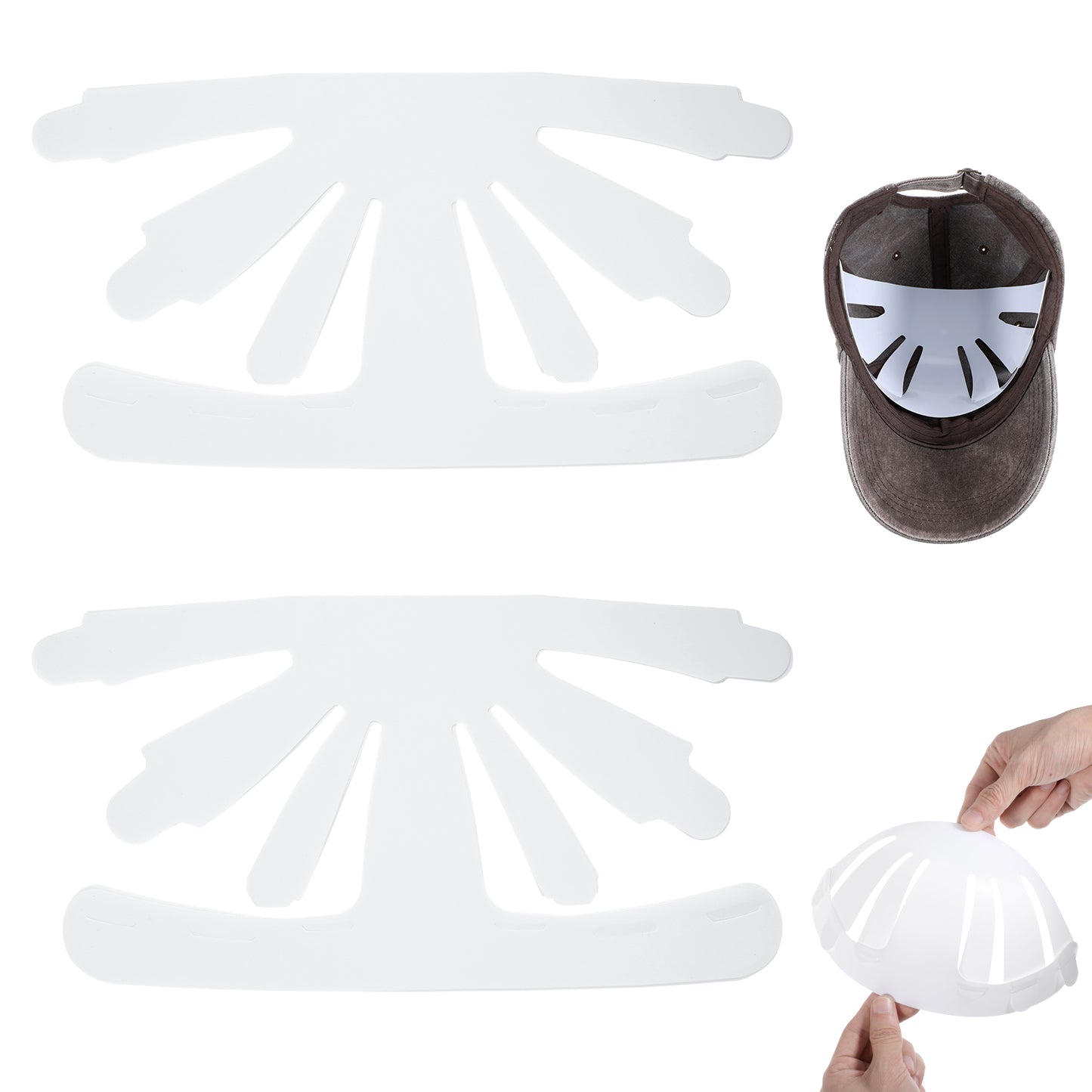 Wanmu 10Pcs Baseball Caps Inserts Shapers, White Plastic Card Hat Inner Support, Cap Fitter Inserts Felt Hat Sweat Liner, Universal Cap Inner Liner for Fitted Caps Ball Sports