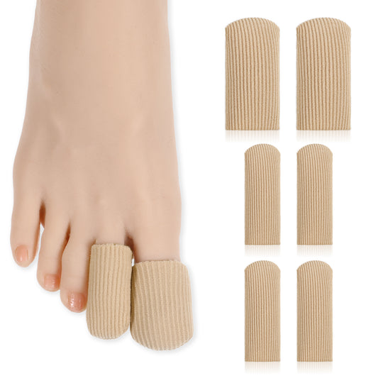 Wanmu Toe Protectors, Closed Toe Surface Fabric Sleeve Caps, Silicone Toe Spacers Prevent Pain Relief for Corns, Blisters and Ingrown Toenails(Size Large + Size Small)