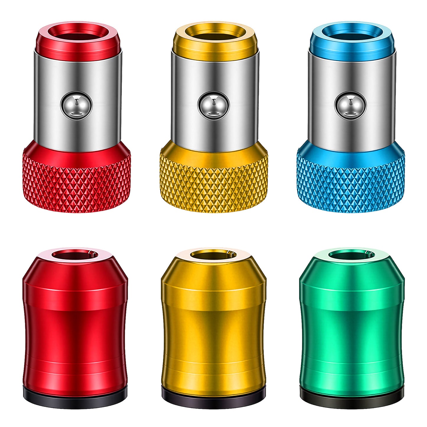 FNANJWQ 6 Pcs Screwdriver Head Magnetic Ring, Screw Ring Set Removable Household Tool Strong Magnetic Screw Holder Rings for Drills, Universal Bit Holder for Hex Screwdrivers Bits