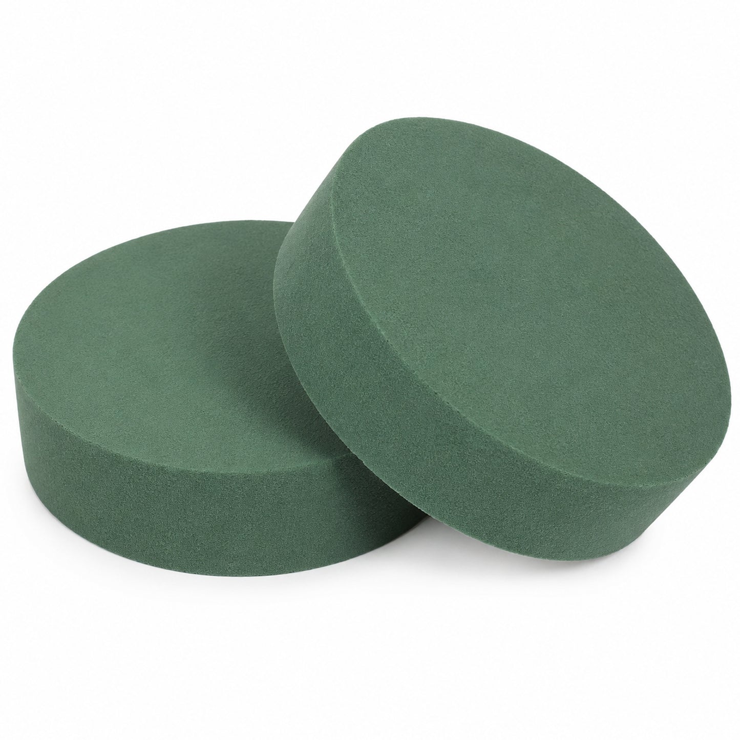 Heclia 2 Pcs 5.75" Round Floral Sponge Blocks Green Wet Dry Flower Foams Sponge Foam Blocks Flower Holder for Fresh Preserved Artificial Blossom Arrangements Wedding Party Home