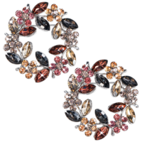 2 PCS Flower Brooches Crystal Wedding Corsage Wreath Brooch Pin Vintage Rhinestone Jewelry Accessory for Women Girls Bridal Coats Shawls Wedding Parties Proms Valentine's Day