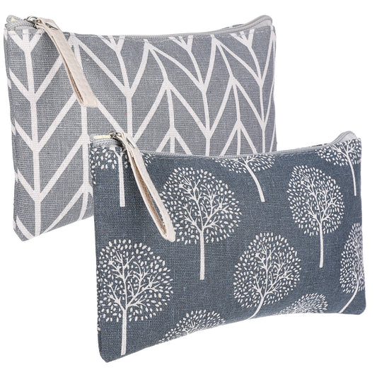 2Pcs Canvas Cosmetic Bag Multi-Function Small Zipper Pouch Cute Makeup Pouch Travel Toiletry Bag Travel Size Toiletries Stocking Stuffers Fun Makeup Travel Bag for Women Birthday Gifts