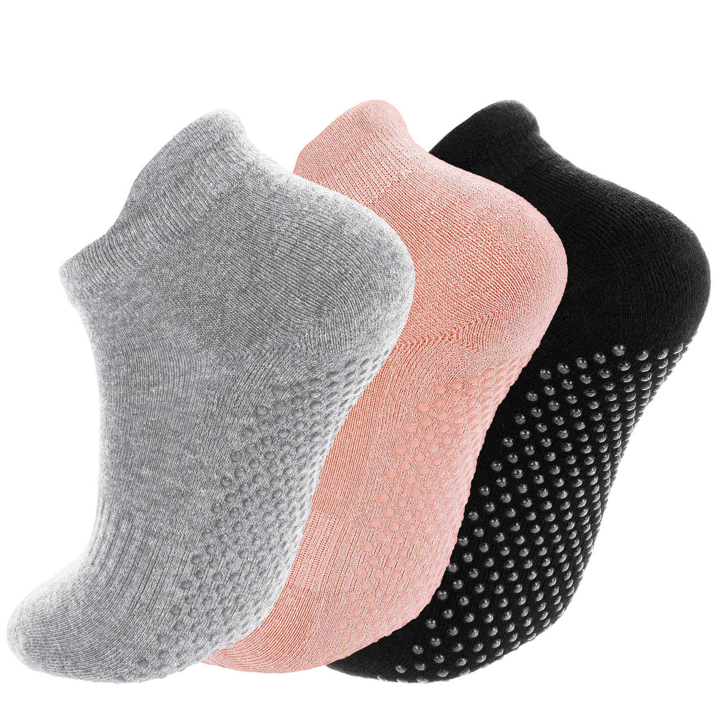 Dimeho 3 Pairs Non Slip Yoga Socks for Women, Grip Socks for Women Pilates Non Slip Grip Socks Yoga Socks Ankle Grippy Socks Woman Fitness Socks with Grips