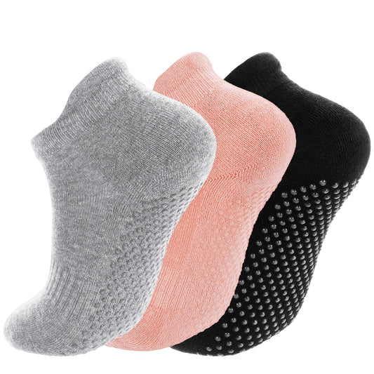Dimeho 3 Pairs Non Slip Yoga Socks for Women, Grip Socks for Women Pilates Non Slip Grip Socks Yoga Socks Ankle Grippy Socks Woman Fitness Socks with Grips