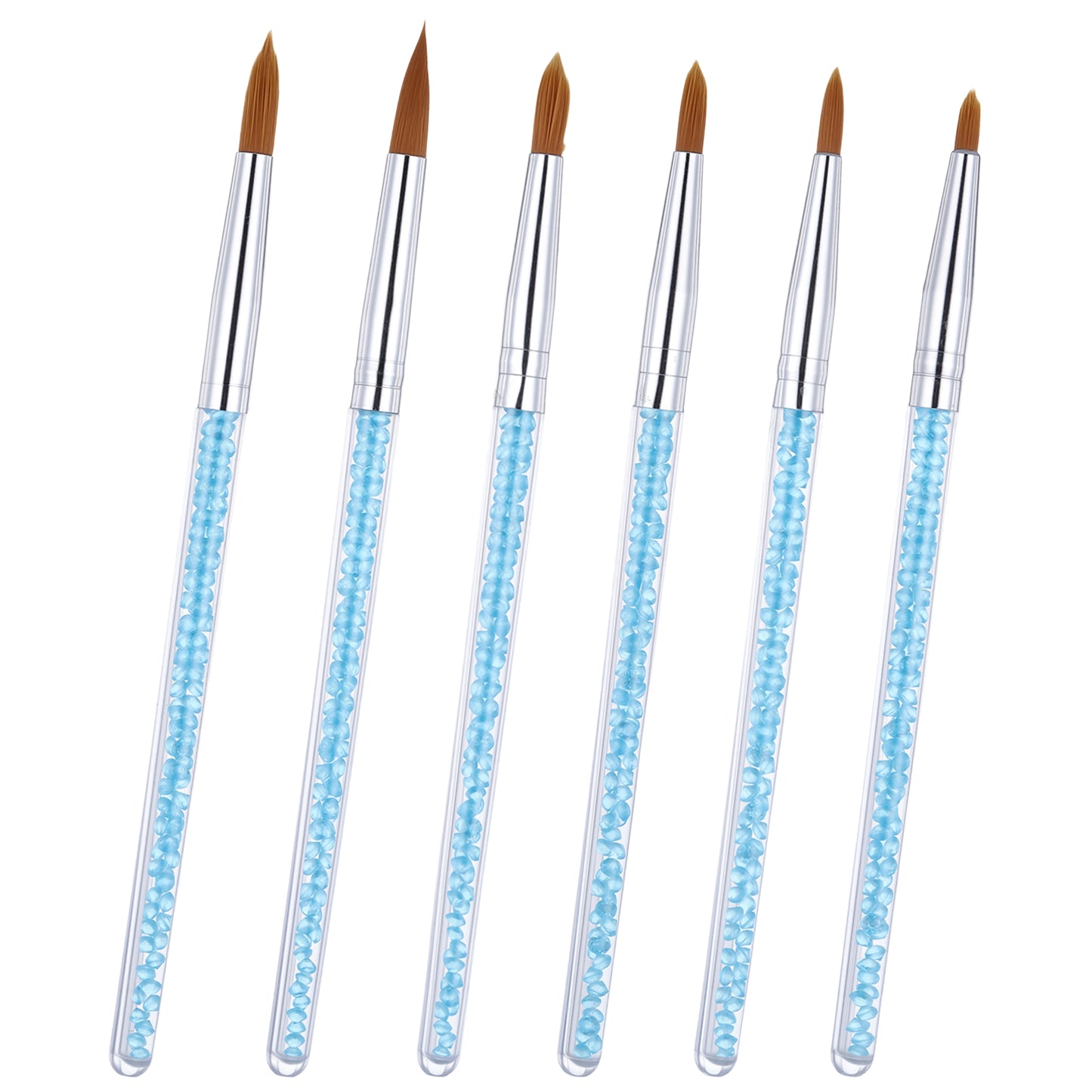 6 Pcs Multi-Size Nail Art Brush Set Nail Art Tool Kit Acrylic Gel Polish Brush Manicure Tools for DIY Professional Makeup Display Board Home Salon Pro Beginner
