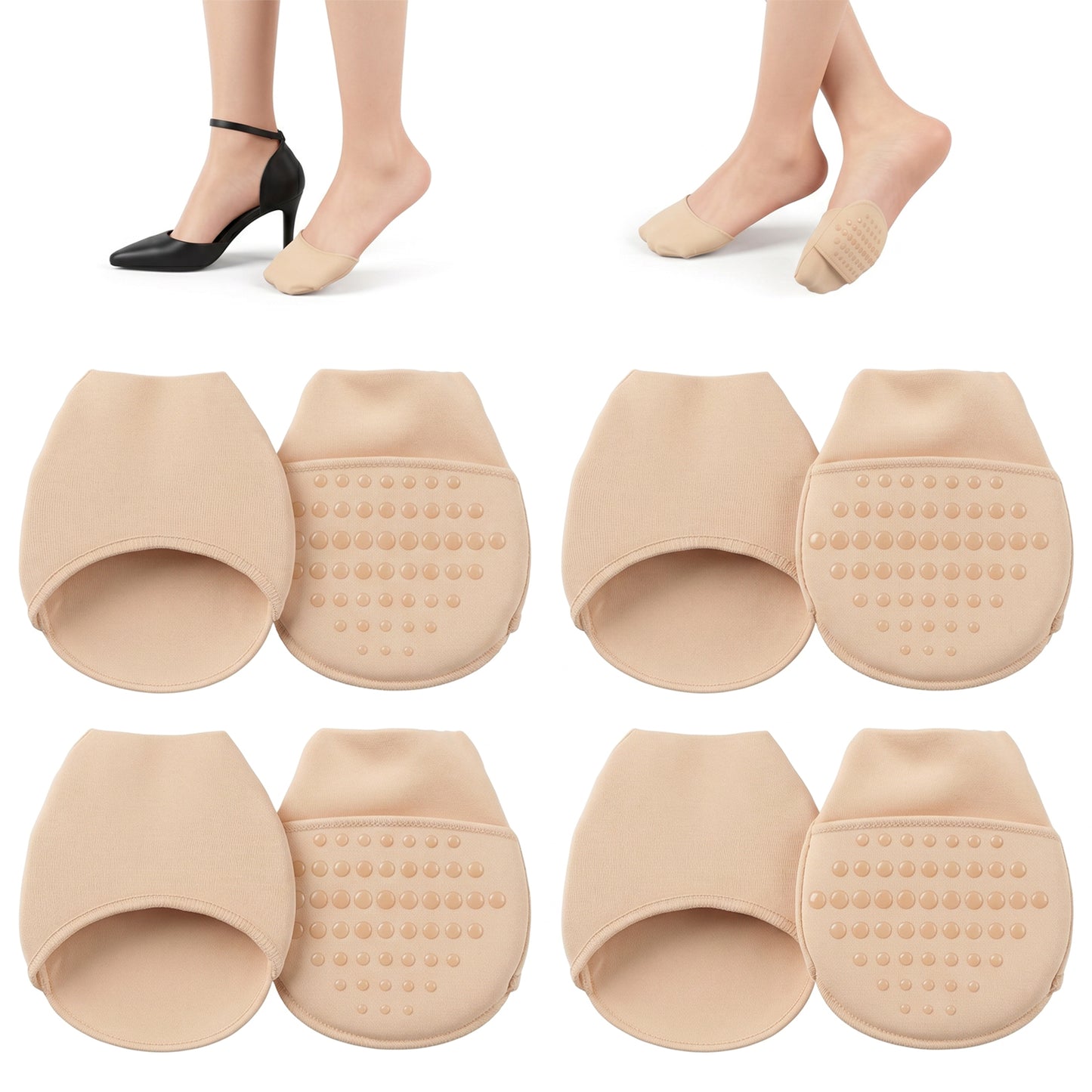 Gjinxi Ball of Foot Cushion Socks Women’s Toe Cover with Padding Liner Socks Toe Topper Liner Pads Covers Forefoot Pads No Show Half Socks