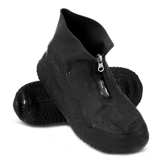 Wanmu Waterproof Shoe Covers, Silicone Rain Shoes with Zipper, Non-Slip Reusable Rain Boots for Women and Men (Large)