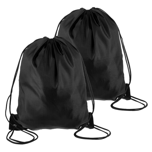 Sibba 2 Pcs Drawstring Bags Travel Backpack PE Bags Portable Package Lightweight Sackpack Foldable Luggage Gear Draw String Back Bag Draw Rope Bag for Sports Gym Travel Swimming (Black)