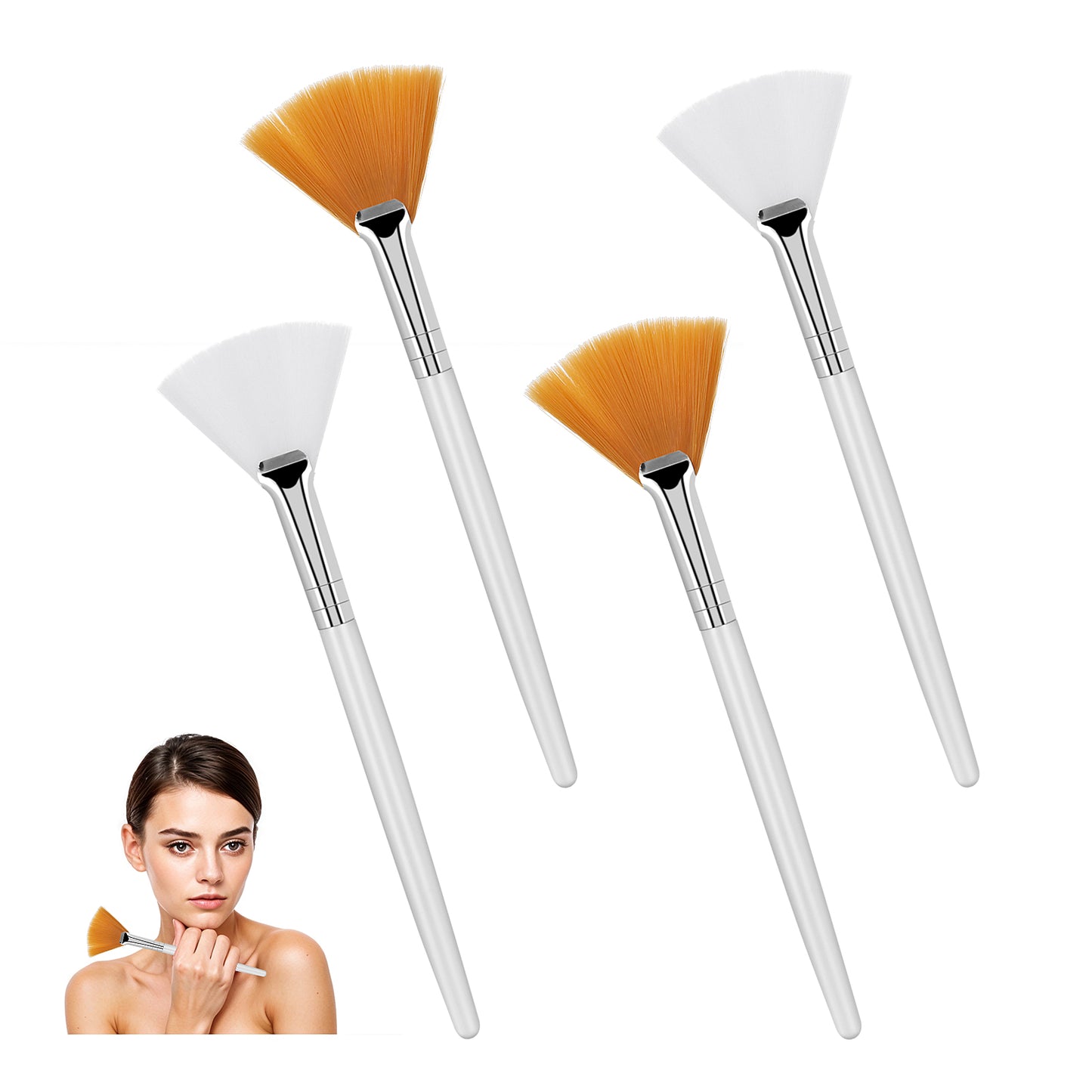 Wanmu 14Pcs Fan Facial Mask Brush Tools, Soft Face Applicator Brushes for Esthetician, professional facial supplies for Women and Girls Mud Clay Mask Makeup Peel