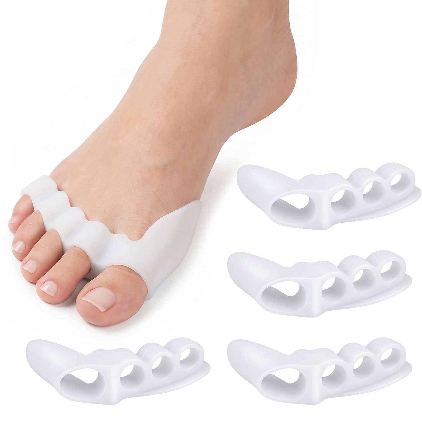 Gsbnjuy 4Pcs Silicone Toe Separators for Women and Men Toe Spacers Bunion Protector Toes Corrector Alignment for Overlapping Hammer Toes Foot Relief Pedicure Reduces Friction