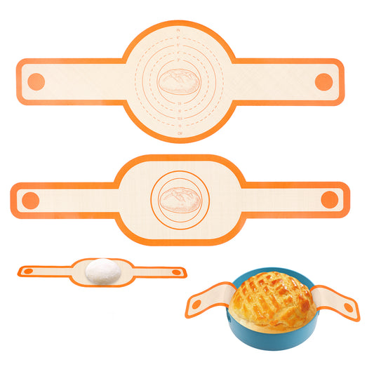 Dimeho 2 Pcs Silicone Bread Sling Oval and Round for Dutch Oven Non-Stick & Easy Clean Reusable Bread Baking Mat Set with Long Handles Transfer Sourdough Mat Tools Supplier Liner (Orange)