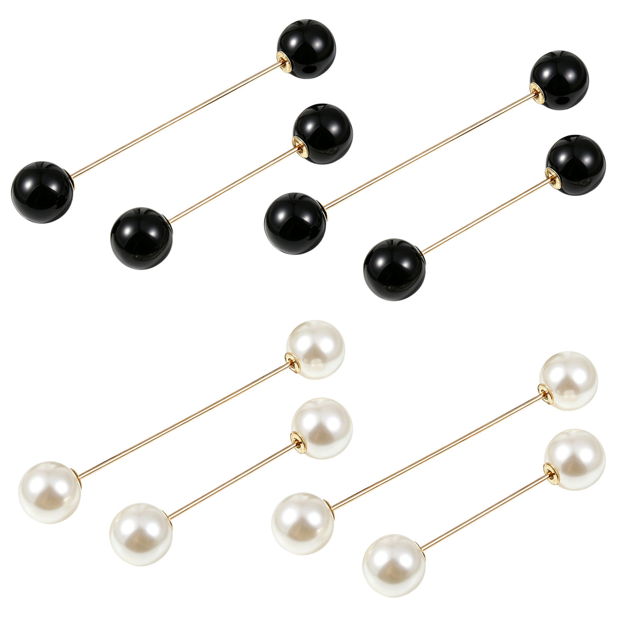 Hadnves 8 Pcs Pearl Brooch Pins for Women (White+Black) 2 Sizes