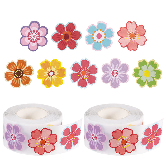 Dimeho 1000 Pcs Assorted Butterfly Flower Stickers Rolls Colorful Spring Floral Paper Butterfly Decals