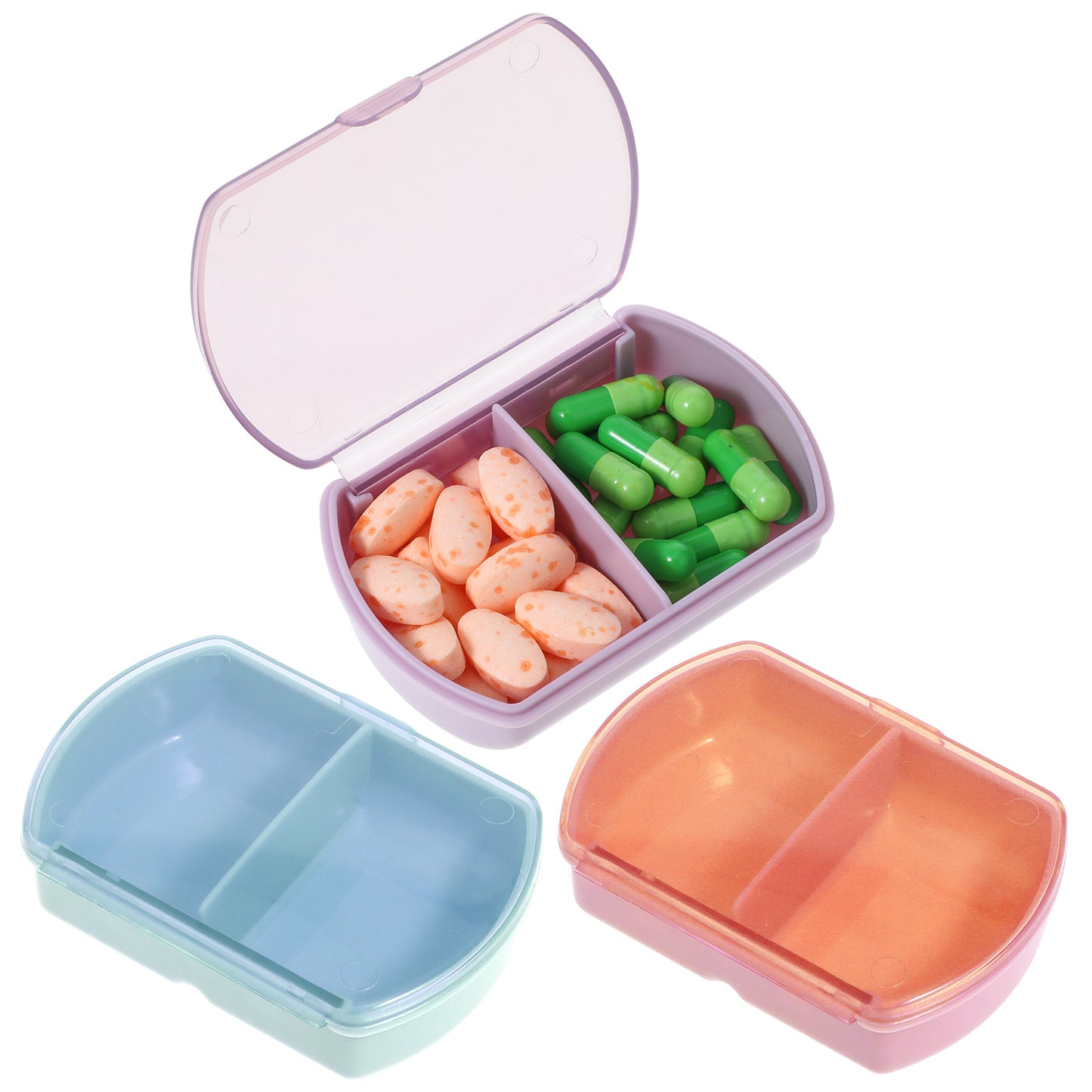 Sibba Pill Organizer Medicine Box 3Pcs Daily Pill Case Portable Pill Container 2 Times A Day Pillbox Daily Week Compartments Organization Holder Bottle Dispenser for Pocket Purse