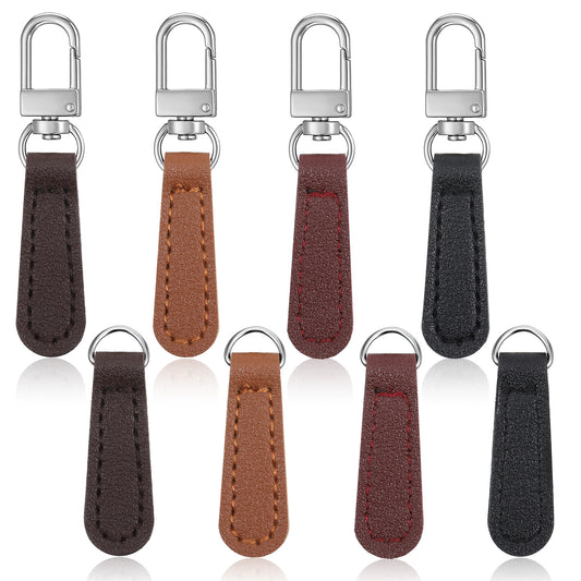 8 Pcs Zipper Pull Replacement Leather Handle Detachable Zipper Repair Tab Hook Style Decorative Zippers Tag Fixer Pull for Luggage Backpacks Suitcases Jackets Purses Handbags