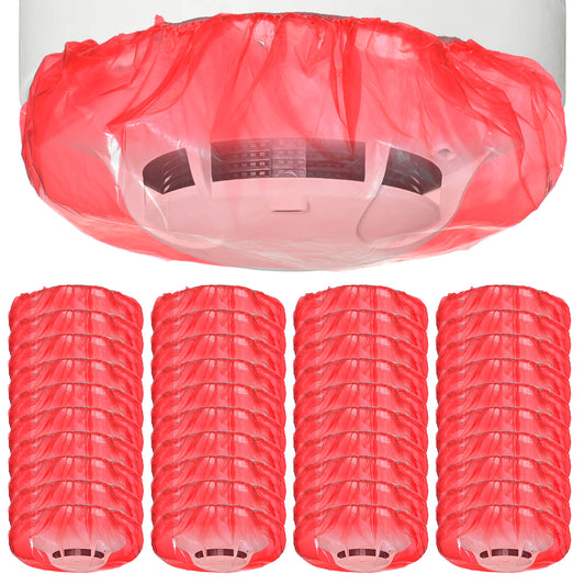 Wanmu 40 Pcs Detector Cover, Dust Paint Alarm, Plastic Fire Alarm, Thicken Elastic Cover for Home or Commercial Building Use (Red)
