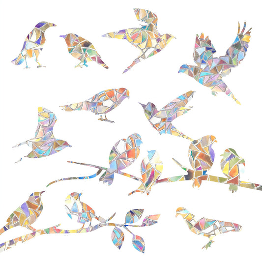 40 PCS Window Decals to Prevent Bird Strikes Spring Prism Window Stickers Rainbow Suncatcher Stickers Hummingbird Style Anti-Collision Bird Clings No Glue Required for Glass