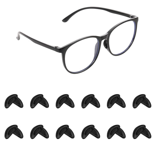 12 Pairs Eyeglass Nose Pads Thin Adhesive Anti-Slip Nose Pads Upgraded Soft Silicone Glasses Nose Grips Comfortable Sunglasses Nose Cushion Protector for Frames Replacement Kit (Black)