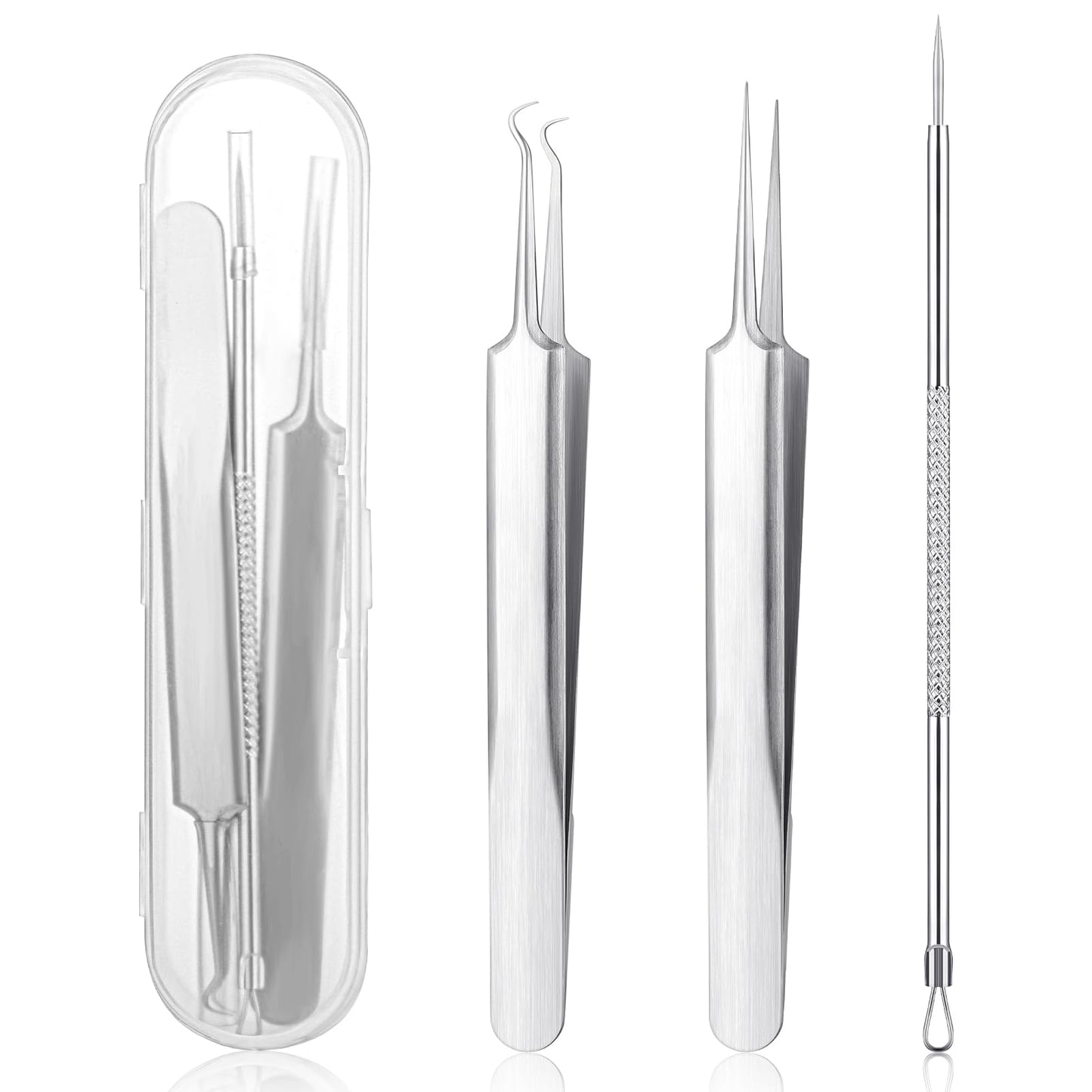 Blackhead Remover Tool Kit, 3 Pcs Professional Stainless Steel Comedone Extractor Tools Pimple Popping Kit Pimple Popper Acne Removal for Removing Pimple Blackheads Zit on Face