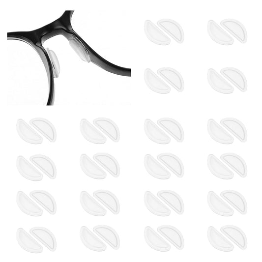 Dimeho 20 Pairs Eyeglass Nose Pads Silicone Soft Glasses Nose Pad Stick on Anti-Slip Adhesive Heighten Air Chamber Nose Grips for Frames Eye Wear Glasses Sunglasses (Clear)