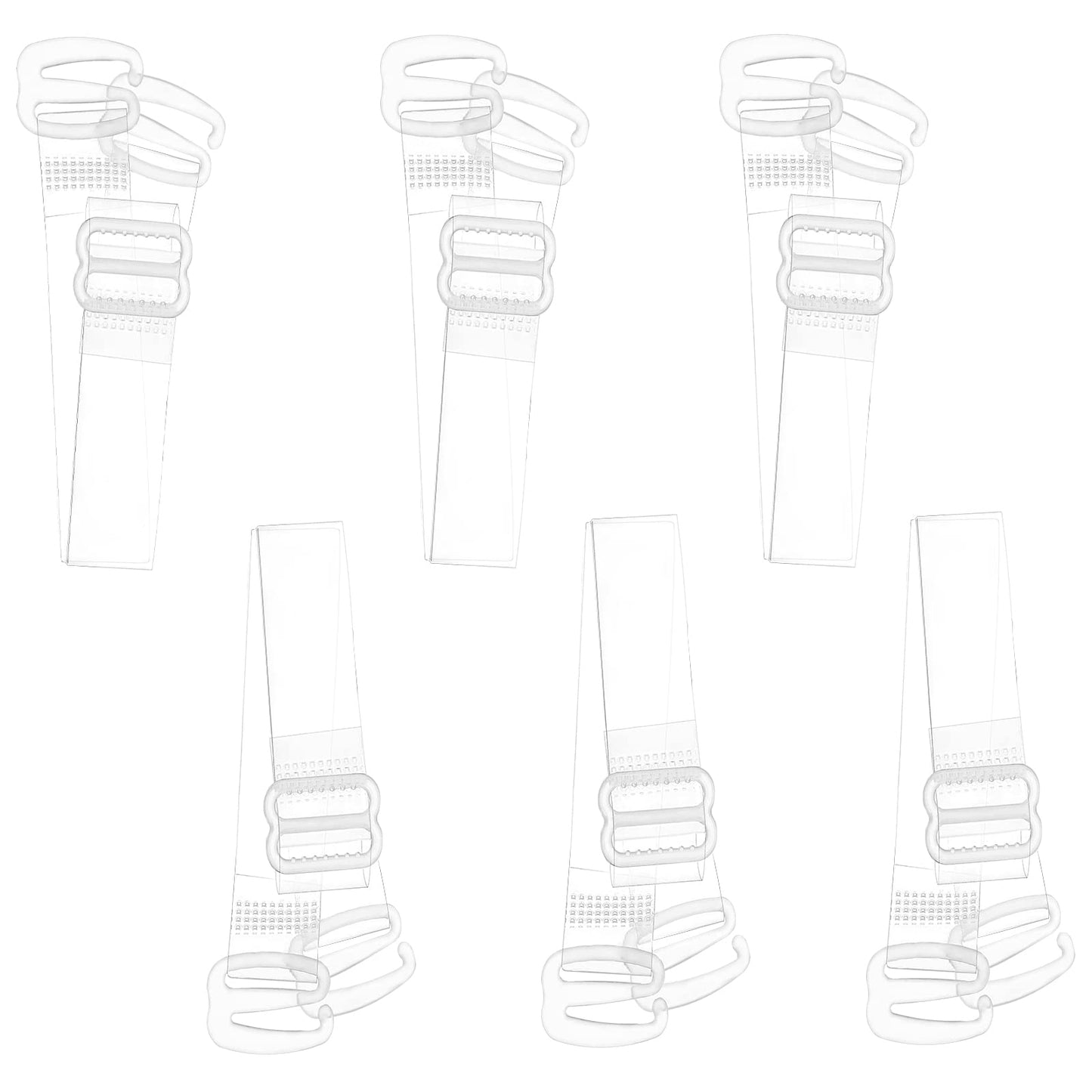 Sibba Clear Invisible Bra Straps Adjustable 3 Pairs Non-Slip Transparent Shoulder Strap Soft Hook Replacement Extenders for Women Strapless Bras Girls Summer Party (1.2cm W, 36 cm L)