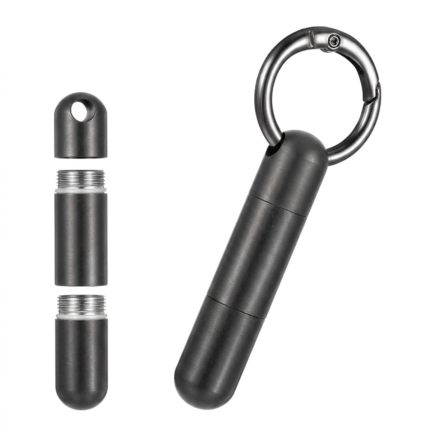 YBEATY Small Pill Case Keychain Tiny Portable Pill Container Carabiner Clip Medicine Holder Bottle Mini Waterproof Metal Emergency Medicine Organizer for Travel Purse Outdoor Camping (2 Compartment)