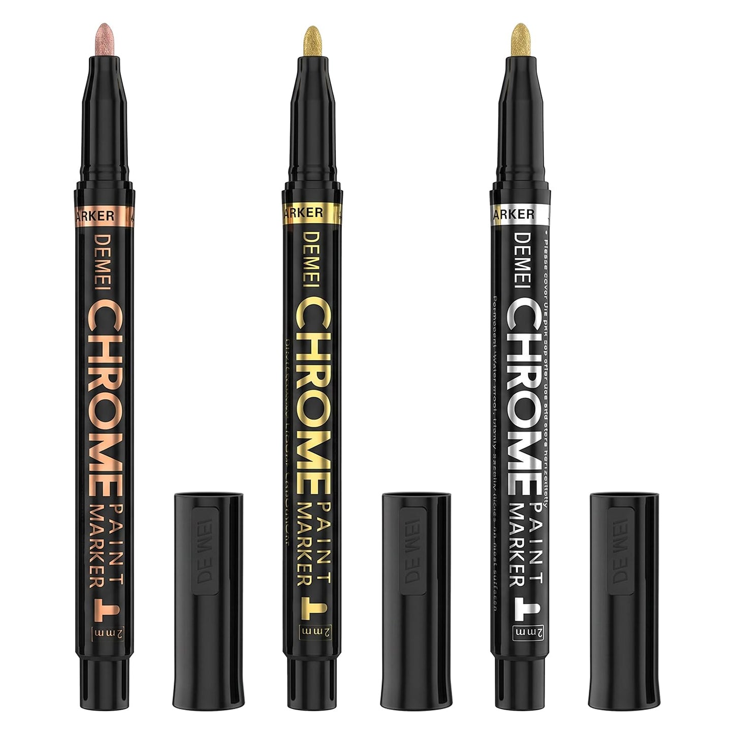KFHENSOMR 3 Pcs Liquid Gold Chrome Paint Markers Mirror Permanent Pens
