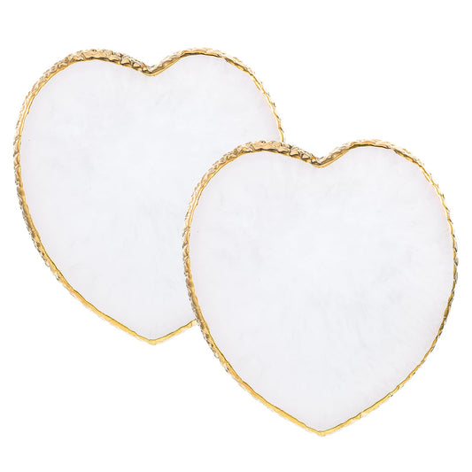2 PCS Resin Nail Art Palette, Makeup Palettes Nail Mixing Palette Polish Color Mixing Plate Nail Art Painting Palettes Golden Edge Heart Shaped Nail Art Display Holder Cosmetic Mixing Tools