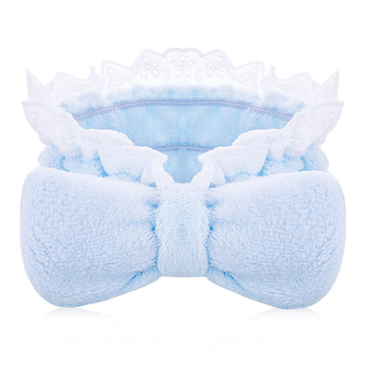 Sibba 1 PC Makeup Headband Spa For Face Washing Skincare Wash Skin Care Make Up Towel Wrap Fluffy Head Band Holder Facewash Cute Hair Bands Beauty Accessory Women (Blue)