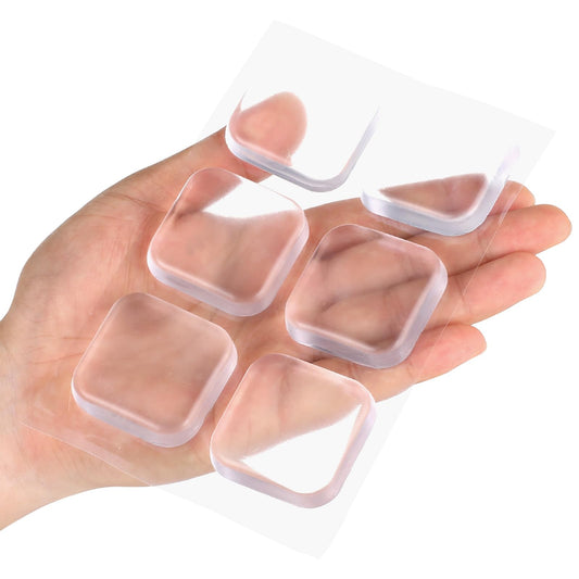 COMNICO 6PCS Door Stopper Wall Protector Wall Door Handle Stopper Clear Square Rubber Wall Shield Cushion Door Knobs Bumper Guard for Home Office