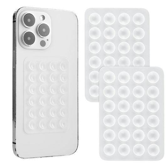 2PCS Silicone Suction Phone Case Mount, Silicone Phone Sticky Grip, Non Slip Suction Cup Phone Mount, Hands-Free Mirror Shower Phone Holder, Mobile Fidget Mirror Holder for Selfies Videos(White)
