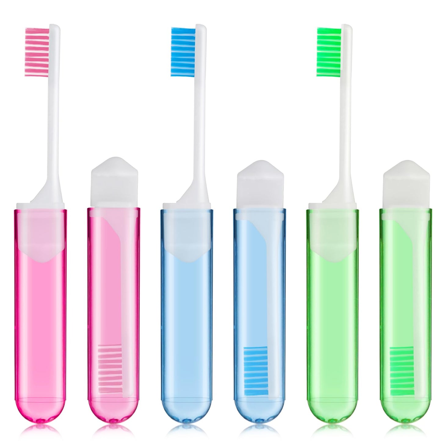 6Pcs Travel Toothbrush Bulk Folding Mini Toothbrush with Toothbrush Case Soft Portable Manual Toothbrush Individually Wrapped Small Folding Toothbrush for Adults Elders Sensitive Teeth Camping School